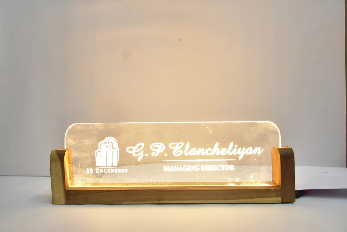 Illuminated Wooden Nameplate