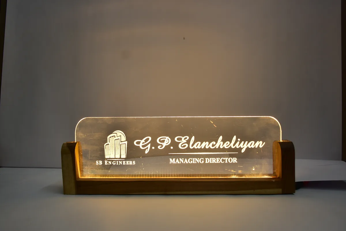 Illuminated Wooden Nameplate